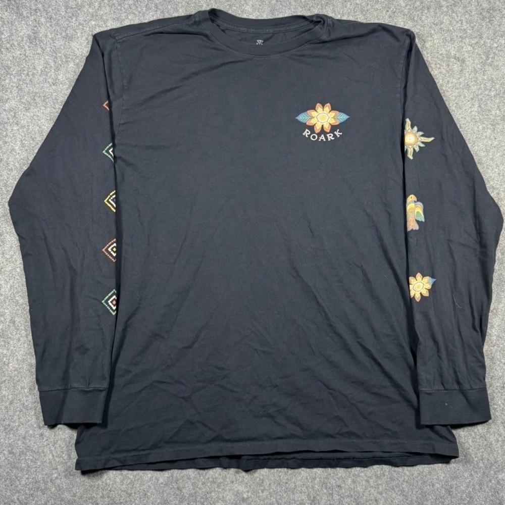Roark Mens Seek & Explore Graphic Long Sleeve T-Shirt Black XL Premium Cotton